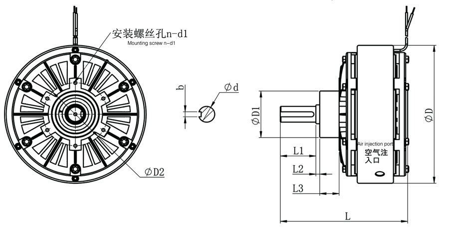 ZKB型磁粉制動器尺寸圖 ZKB型磁粉制動器尺寸圖