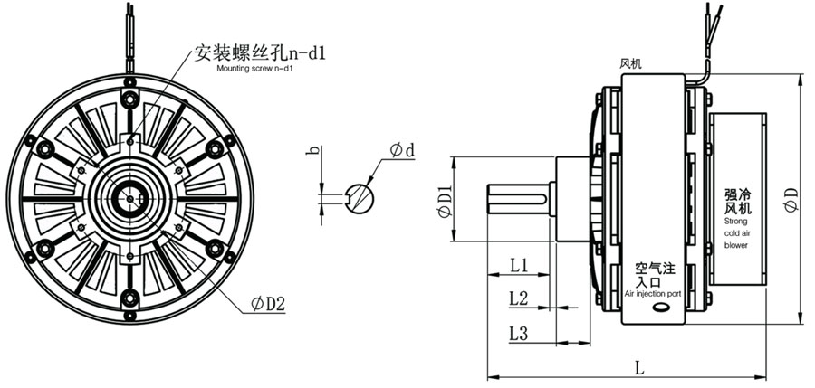 ZKB強制風冷磁粉制動器外形圖